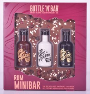 rum gifts A rum gift set with three bottles made from chocolate and filled with rum