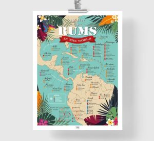 rum gifts A poster with the map of Latin America and its rum distilleries