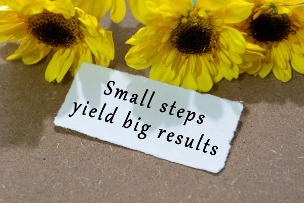 A photo of sunflowers and a short quote