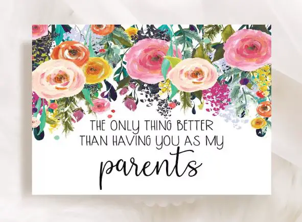 A card for grandparents with 'the only thing better than having you as my parents"