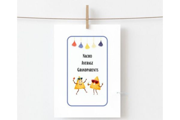 Funny grandparents joke card with "Nacho average grandparents"