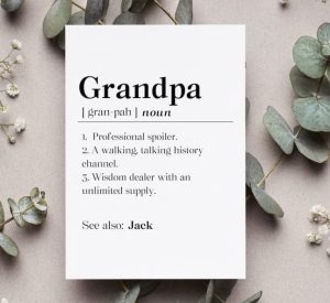 Card with a funny definition of a grandpa