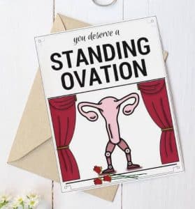 funny international Women's Day quotes Funny International Women's Day pun card with "standing ovation"