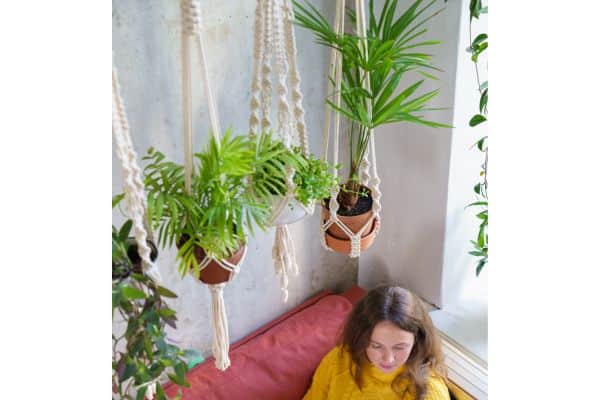 Plant hangers made from rope