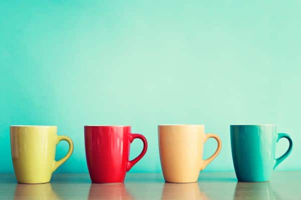 Four mugs in different colors