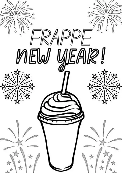 Frappe New Year printable coloring sheet