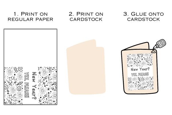 3 options to make a card from printable coloring pages