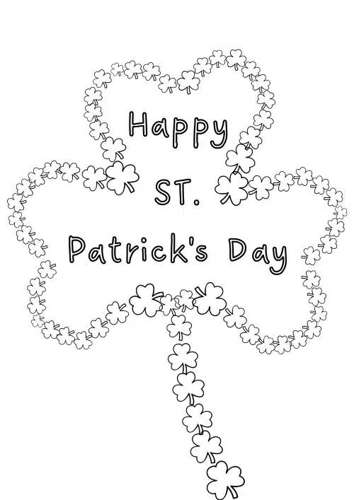 st-patrick-day-coloring-13 HappySt Patrick's Day coloring page iwth a shamrock