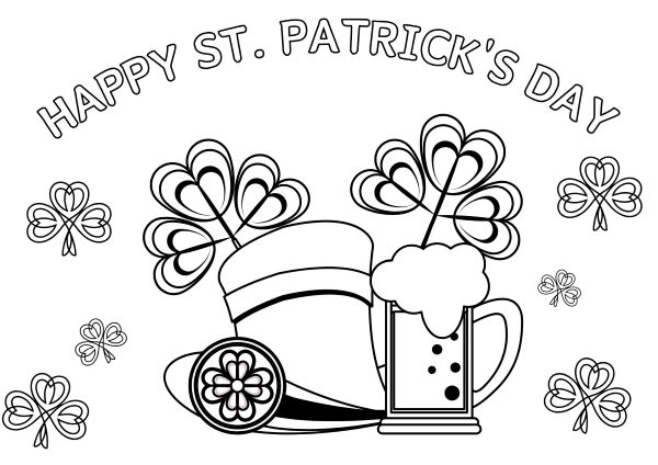 st-patrick-day-coloring-8 Happy St Patrick's Day coloring page with Irish images