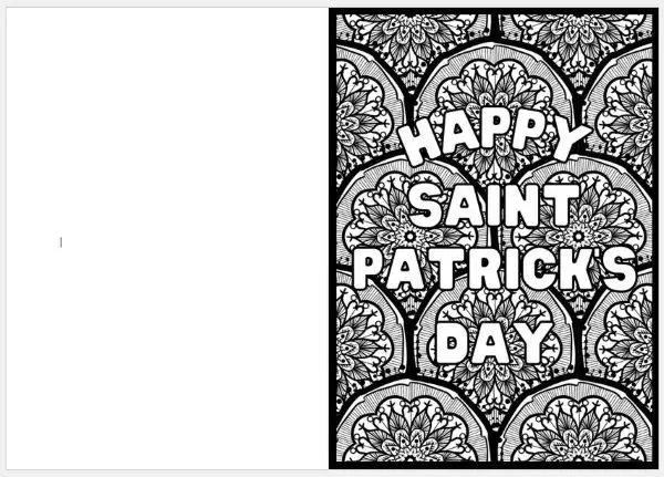 st. patrick's day coloring pages A St Patrick's Day coloring sheet that is foldable